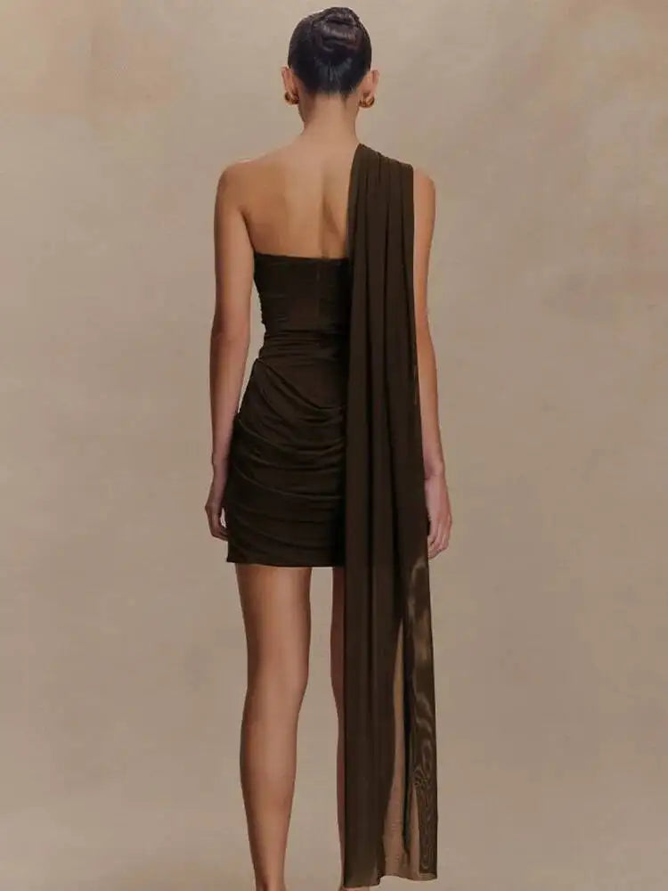 Temperament Ribbon Strapless Waist Cinching Slim Fit Dresses