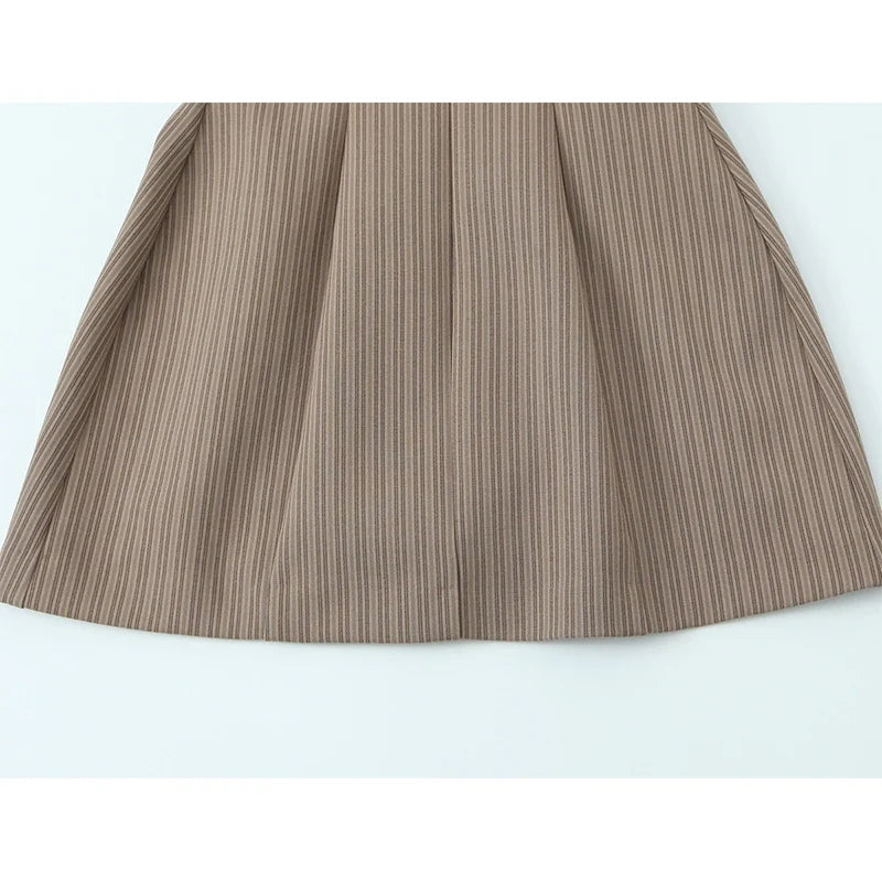 Sleeveless V Neck Striped Short Dresses