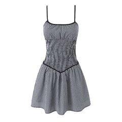 Sexy Spaghetti Strap Plaid Mini Dresses