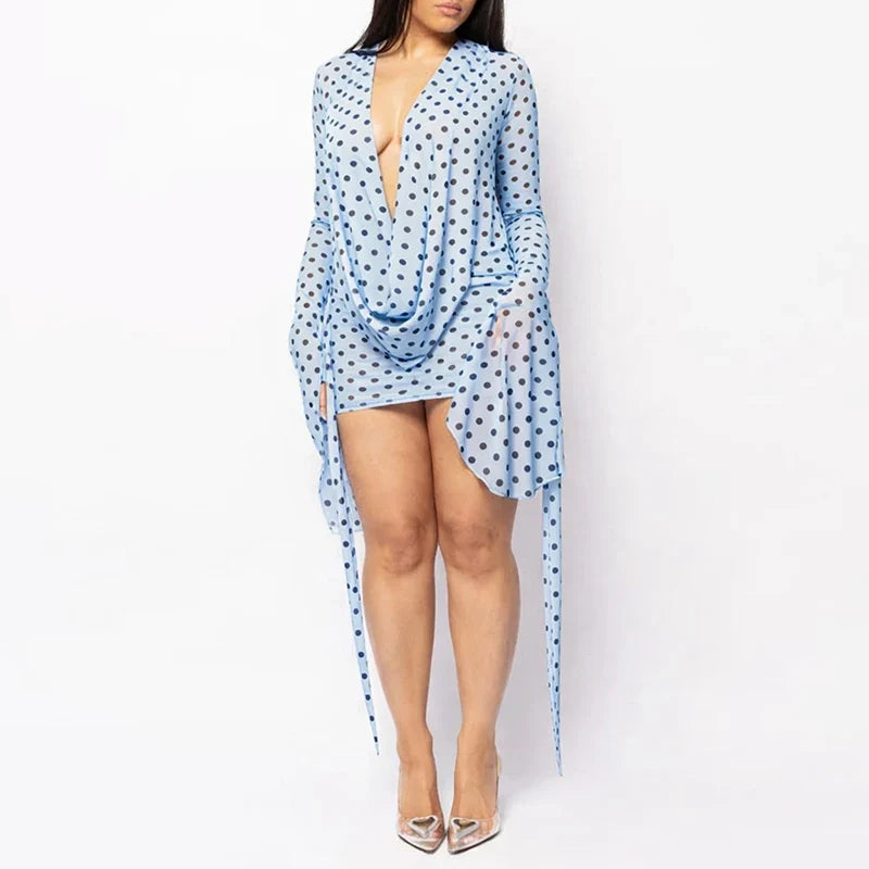 Spring Summer Polka Dot Print Short Dresses