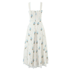 A-line Midi Elegant Party Dresses Sexy Wide Straps Lace Spliced Holiday Summer Floral Print Dresses