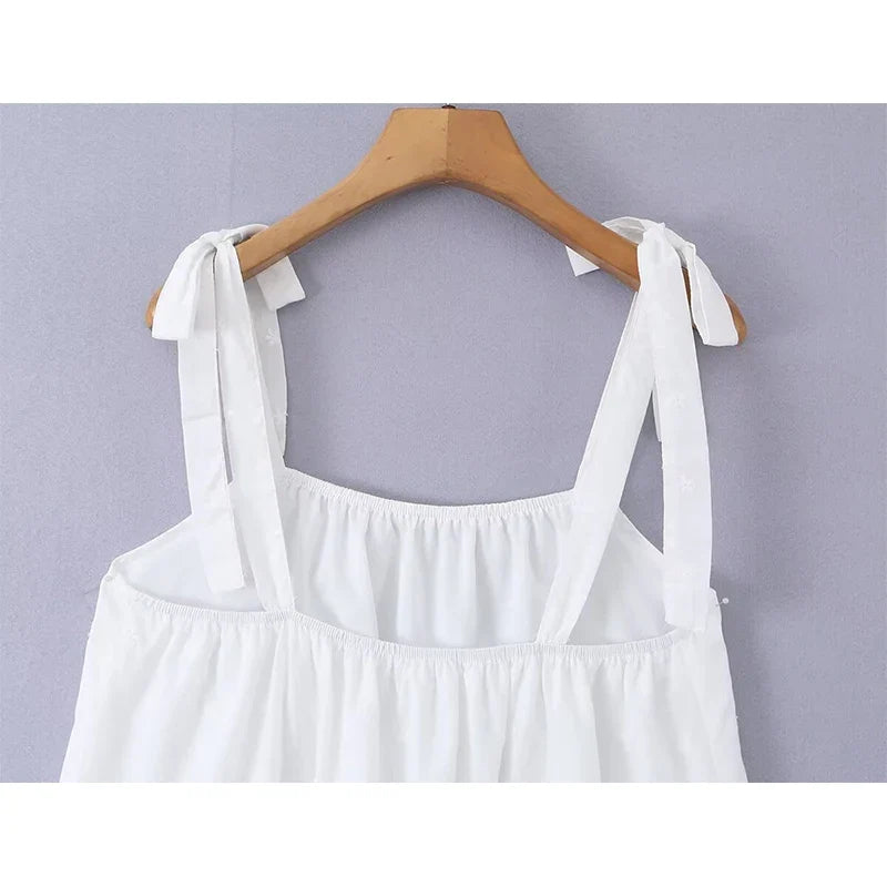 Tie Strap White Mini Dresses