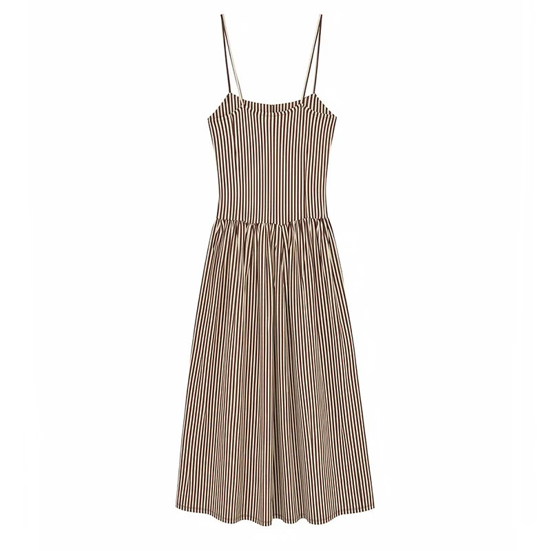French Style Striped Camisole Dresses