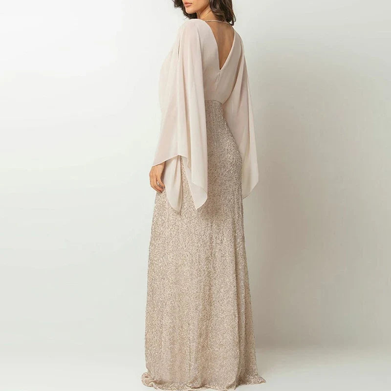 Deep V Neck Long Sleeved Dresses