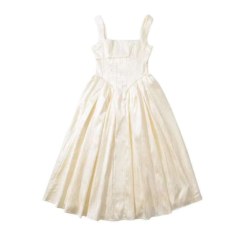 Sexy Elegant Evening Party Dresses Pretty Girl Square Neck Sleeveless A-line Midi Summer Dresses