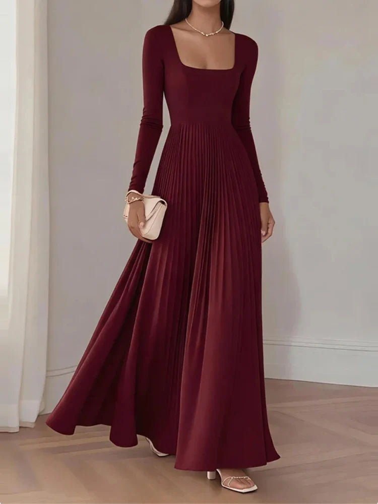 Lady Square Neck Long Sleeve Banquet Dresses