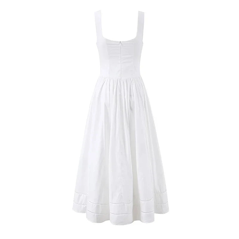 Summer White Corset Midi Dresses