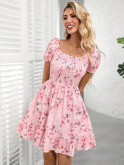 Elegant Romantic Ditsy Floral Print Mini Dresses