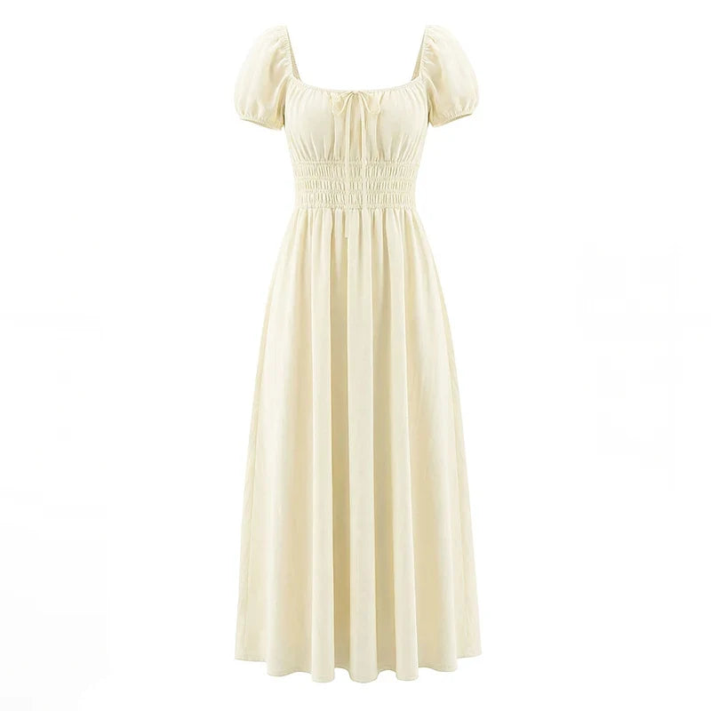 Square Neck Short Sleeve Elegant Summer Dresses