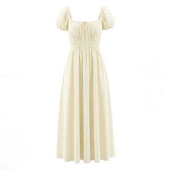 Square Neck Short Sleeve Elegant Summer Dresses