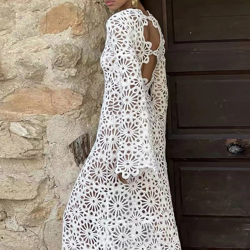 Backless Flower Beach Cover Up Dresses