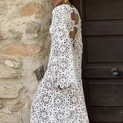 Backless Flower Beach Cover Up Dresses