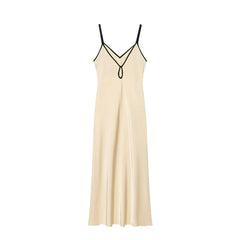 Beige Satin Long Sling Dresses