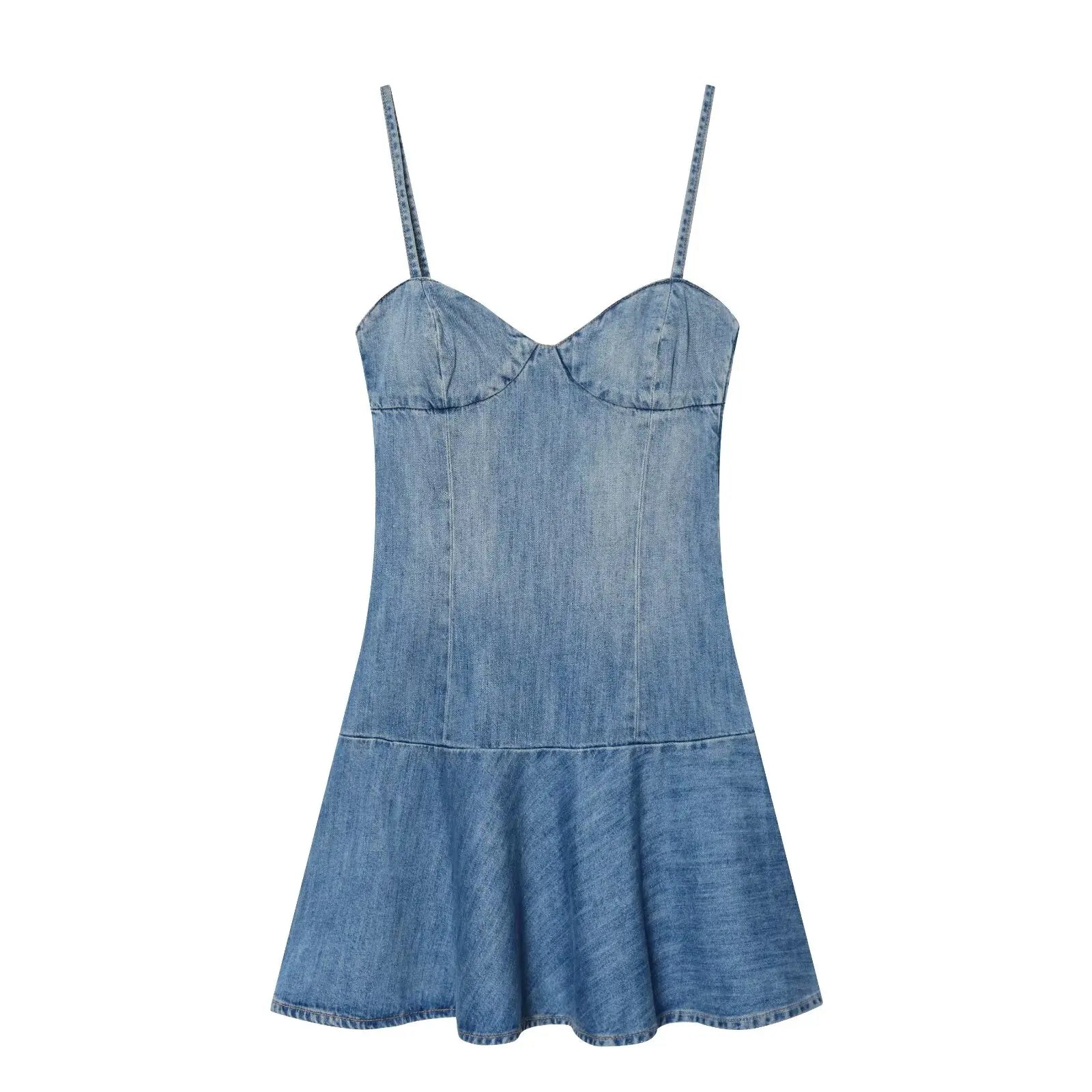 Light Blue Denim Mini Dresses