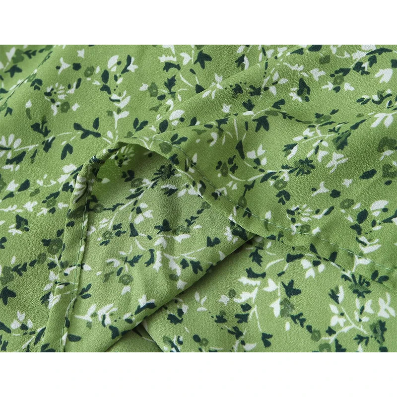 Sexy Spaghetti Straps Green Floral Print Dresses