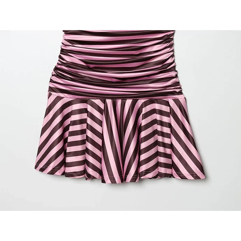 Striped Halter Mini Dresses