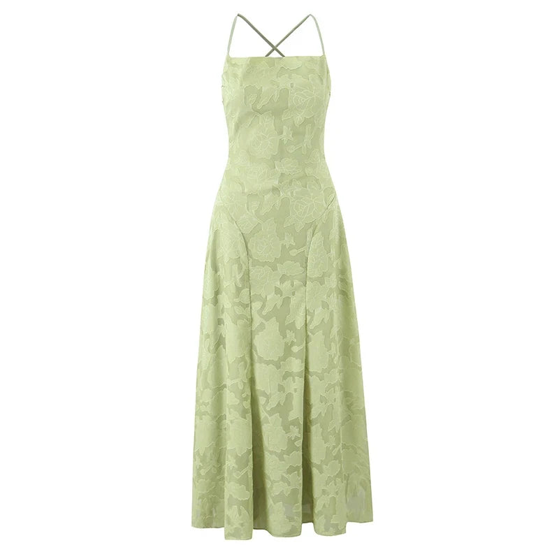 European And American Sexy Backless Bandage Sling Party Long Dresses