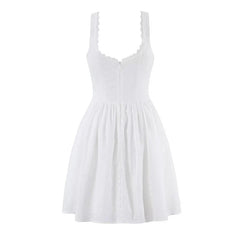White Embroidery Mini Dresses