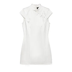 Modern Elegant White Cheongsam Mini Dresses