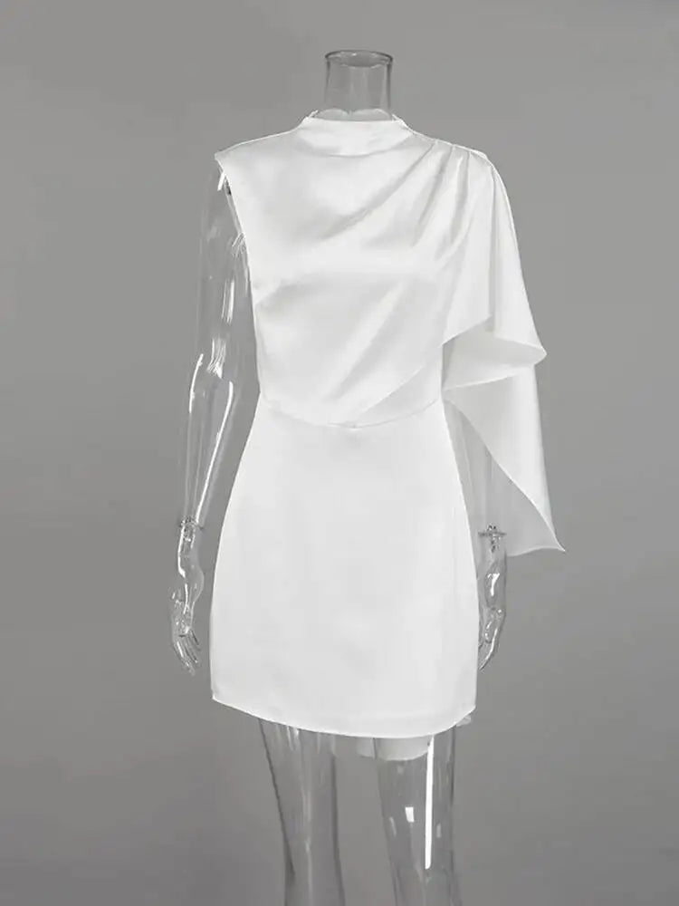 Fashionable Round Neck Sleeveless Waist Cinched Irregular Mini Dresses