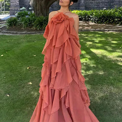 Sexy Halter Flower Swing Long Dresses