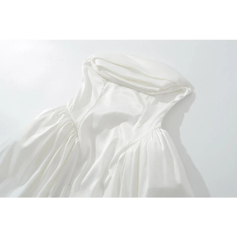 Sexy Elegant Prom Strapless Dresses Lace Up Back White Pink Evening Party Mini Dresses