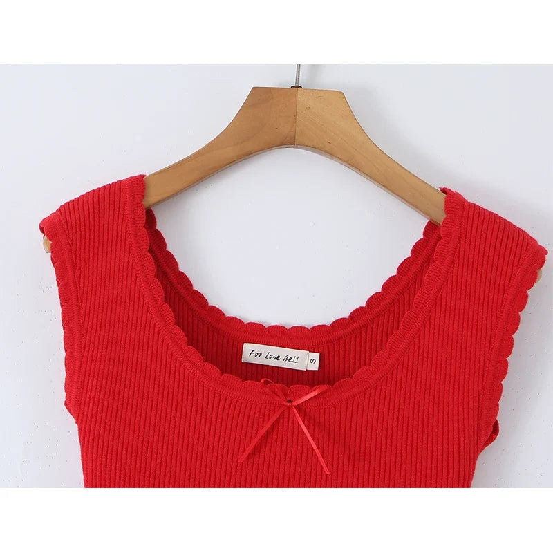 French Summer High Elasticity Knitted Dresses
