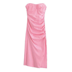Sexy Ruched Strapless Midi Dresses