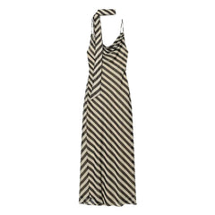 Summer Sexy Spaghetti Strap Striped Long Dresses