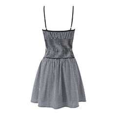 Sexy Spaghetti Strap Plaid Mini Dresses