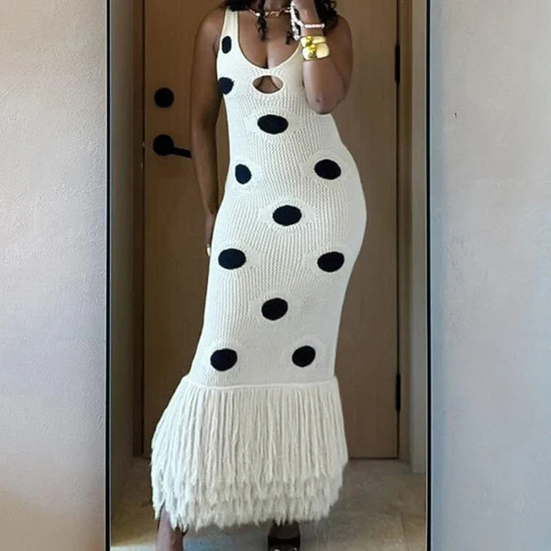 Summer Contrast Color Tassel Dresses
