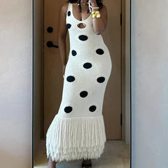 Summer Contrast Color Tassel Dresses