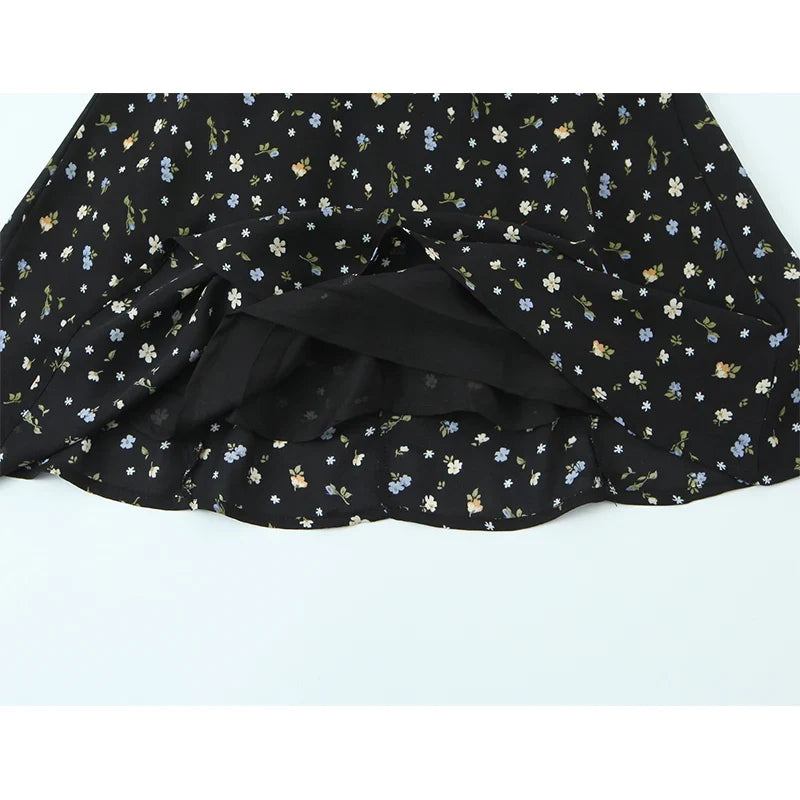 Summer Black Floral Halter Dresses