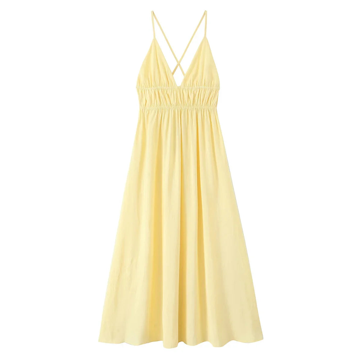 Sexy Spaghetti Straps Backless Flowy Midi Dresses