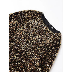 Long Sleeve O Neck Sequin Mini Dresses