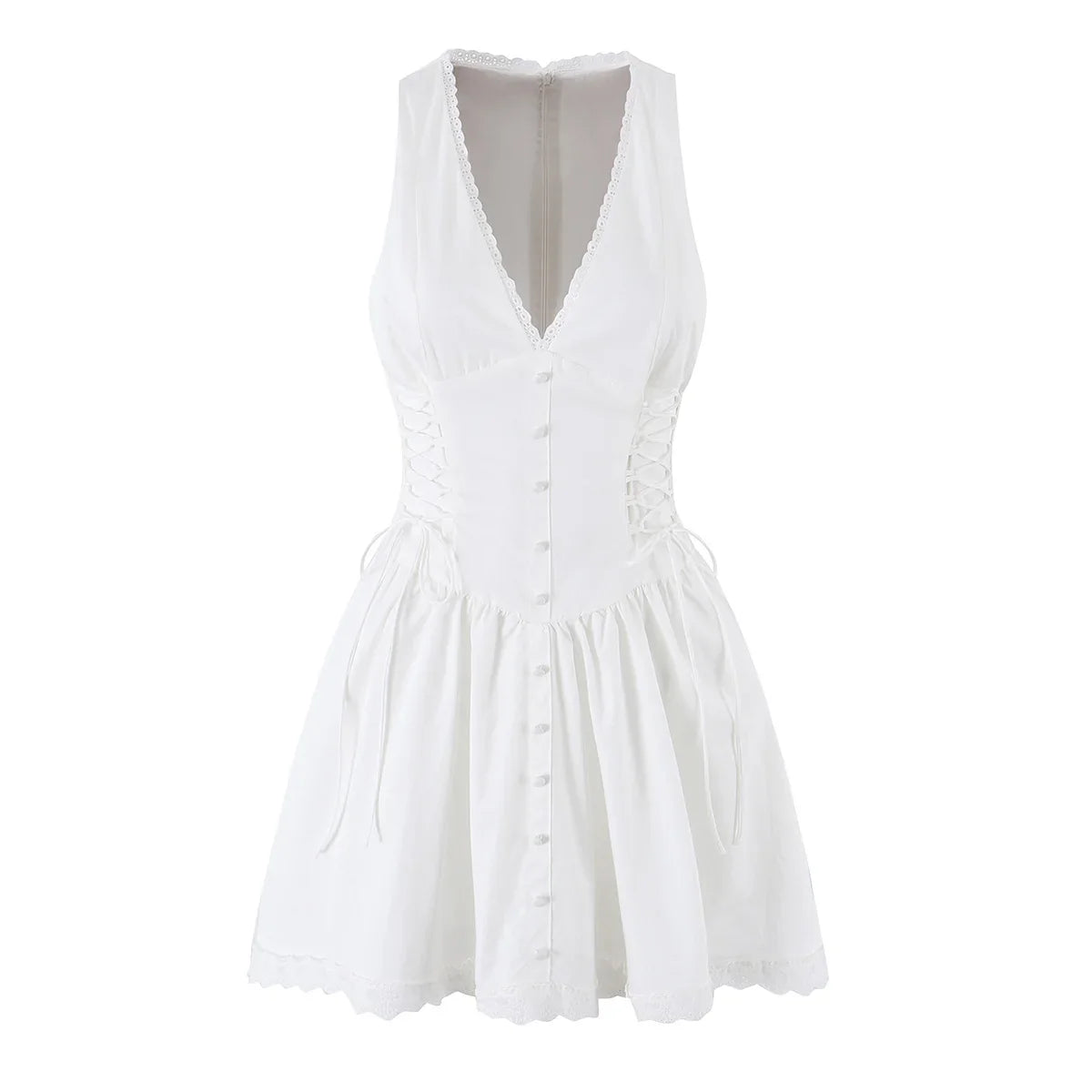 French Elegant White Mini Dresses