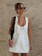 Simple U-Neck Sleeveless Mini Dresses