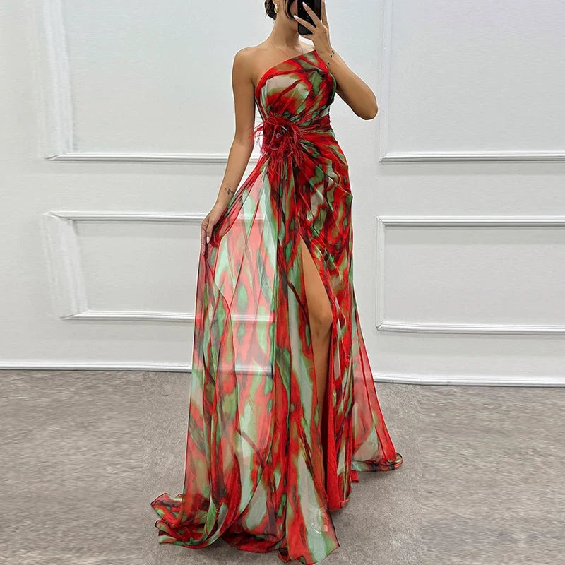 Elegant Off Shoulder High Waist Evening Dresses
