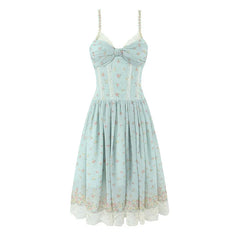 Floral Print Corset Midi Summer Dresses