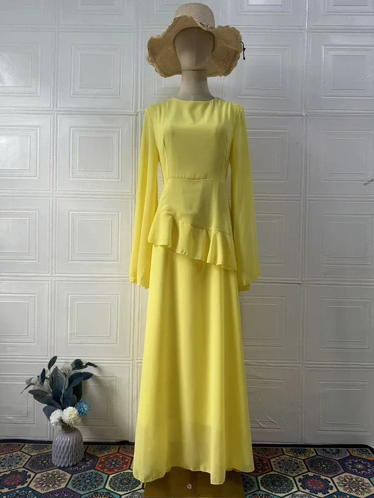 Autumn Soft Temperament Long Sleeve Long Dresses