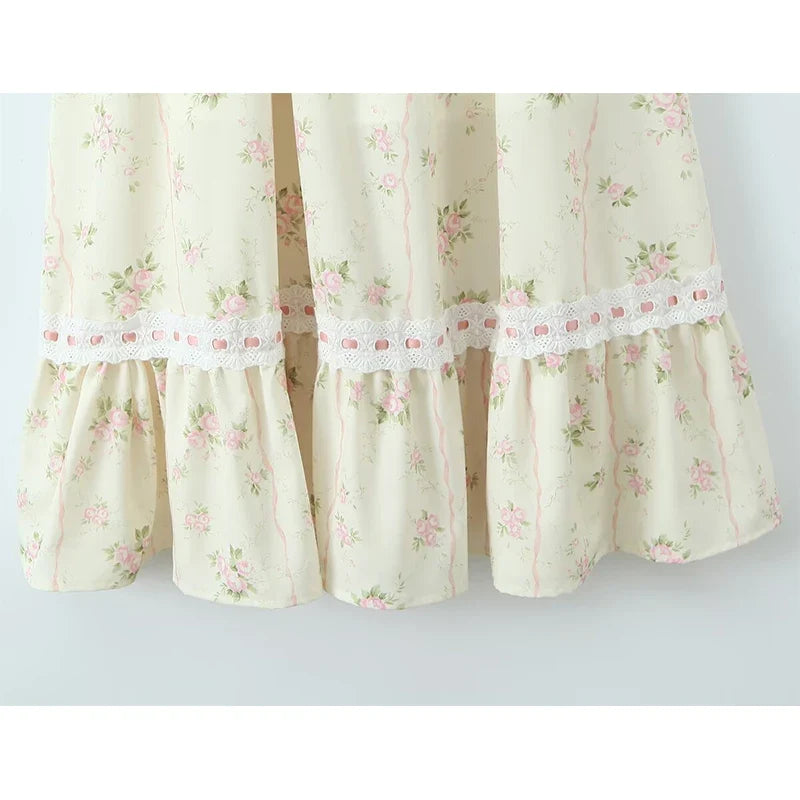 Front Lace Up Floral Print Summer Boho Dresses