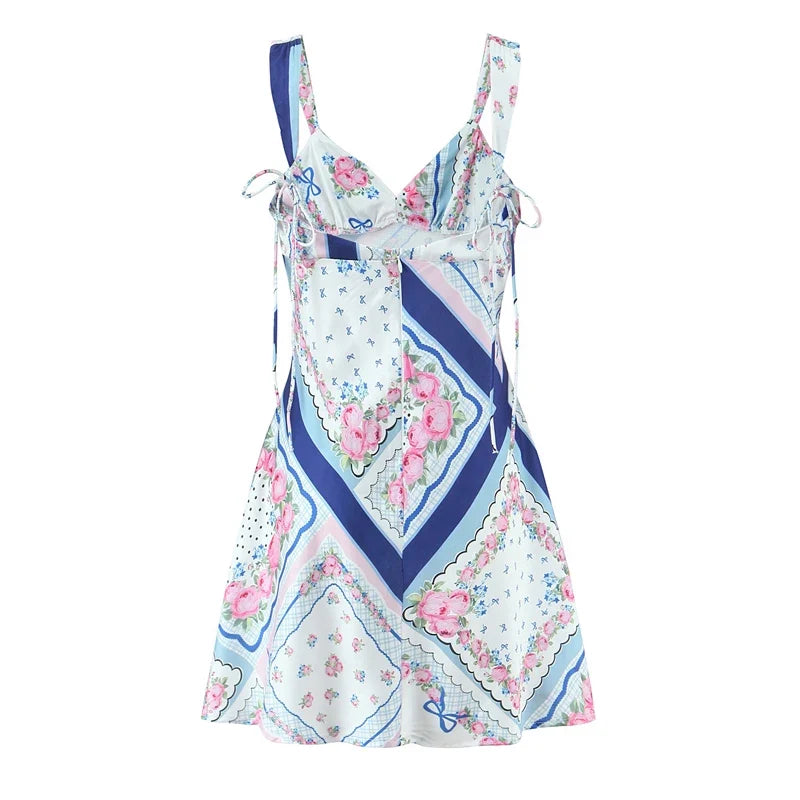 Printed Satin Sling Mini Dresses