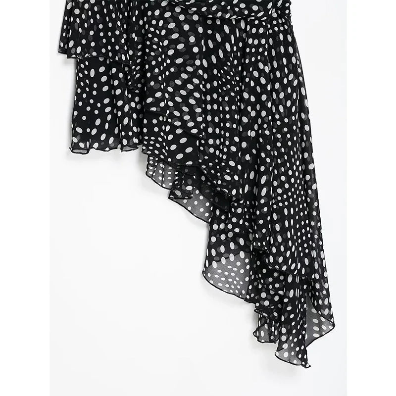 Sling Draped Polka Dot Dresses