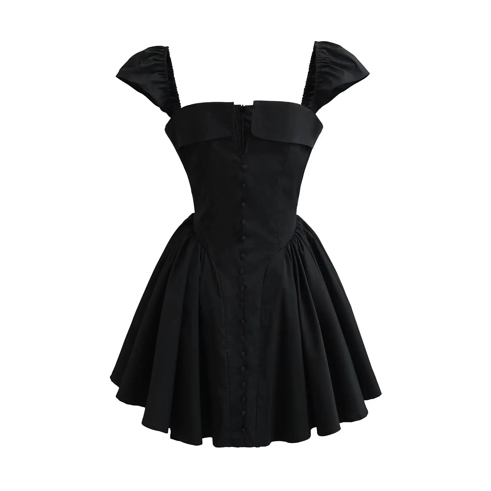 Summer Sexy Fit And Flare White Mini Dresses Short Sleeve Low Waist Elegant Party Dresses