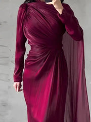 Autumn Elegant Temperament Round Neck Long Sleeved Dresses