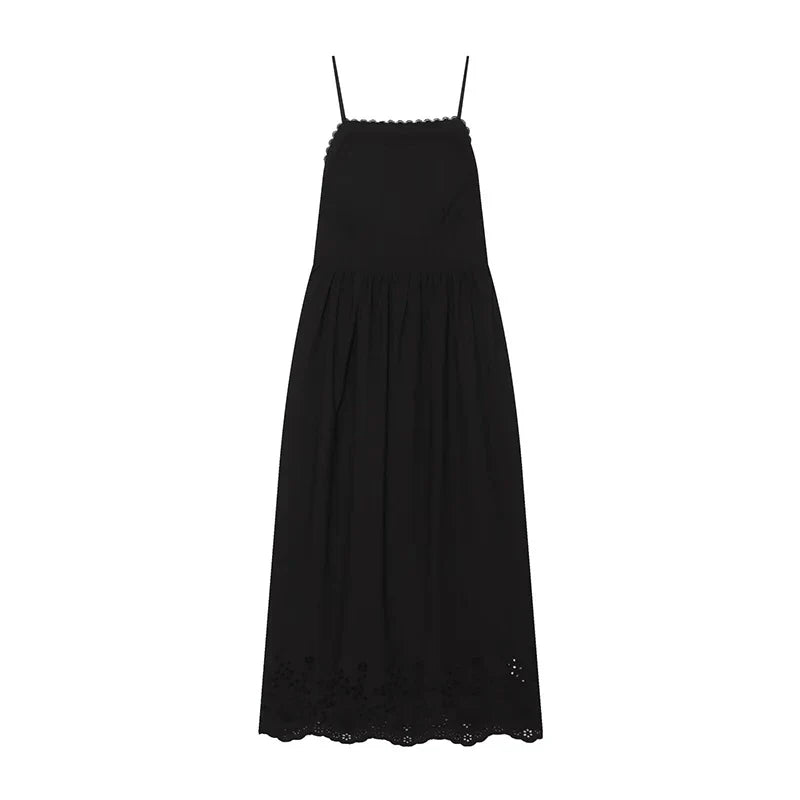 Hollow Out Embroidery Midi Dresses
