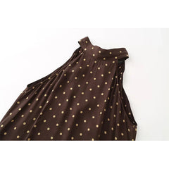 Brown Polka Dot Halter Maxi Dresses