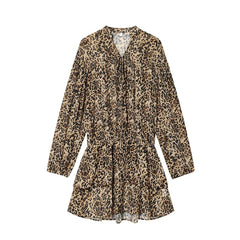 Spring Vintage Animal Print Ruffle Mini Dresses