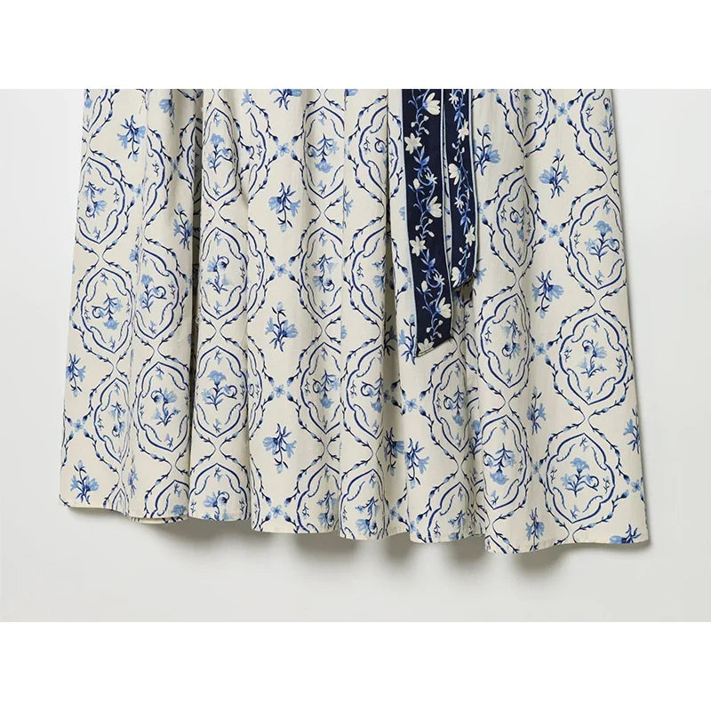 With Belt Floral Print Sexy Sling Dresses