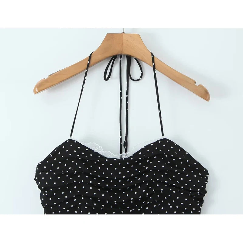Spice Girls Lace Patchwork Polka Dot Halter Sexy Dresses